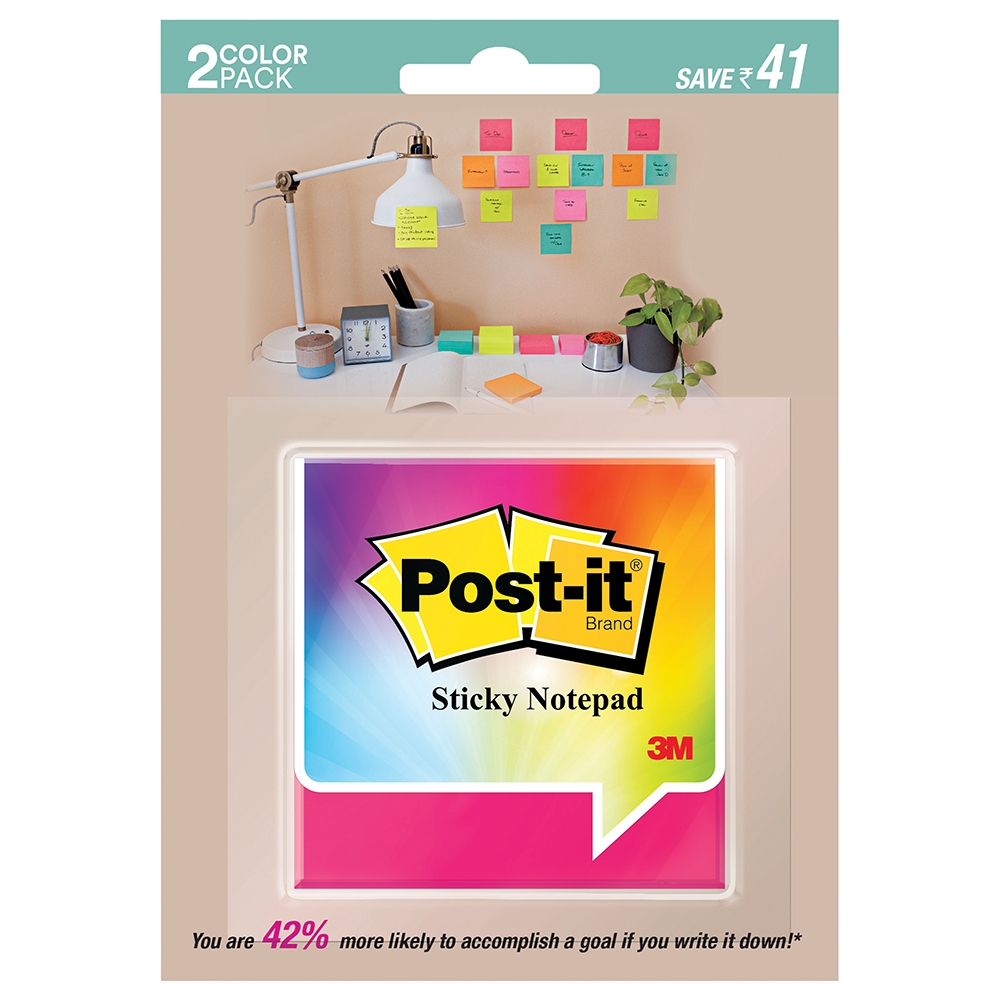 3M Post It Colour Notes 3 x 3 x 100 Sheets (Super Saver Pack)