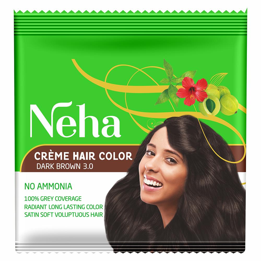 Neha Herbal Creme Hair Color, Dark Brown (3.0) 30 ml