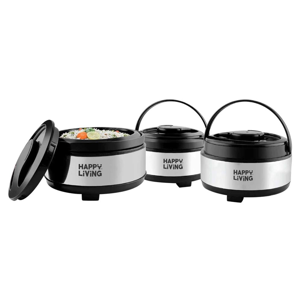 Happy Living Stainless Steel Insulated Casserole 1 + 1.5 + 2 L (Set of 3)