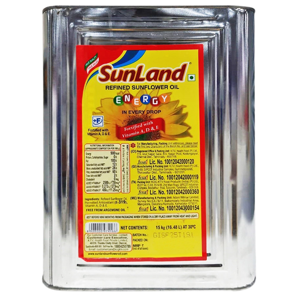 Sunland Refined Sunflower Oil 15 kg