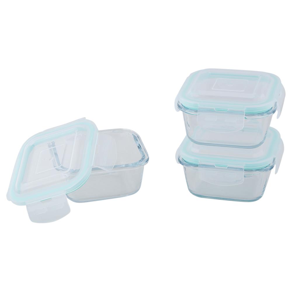 Signoraware Director Transparent Square Glass Lunch Box 310 ml (3 pcs